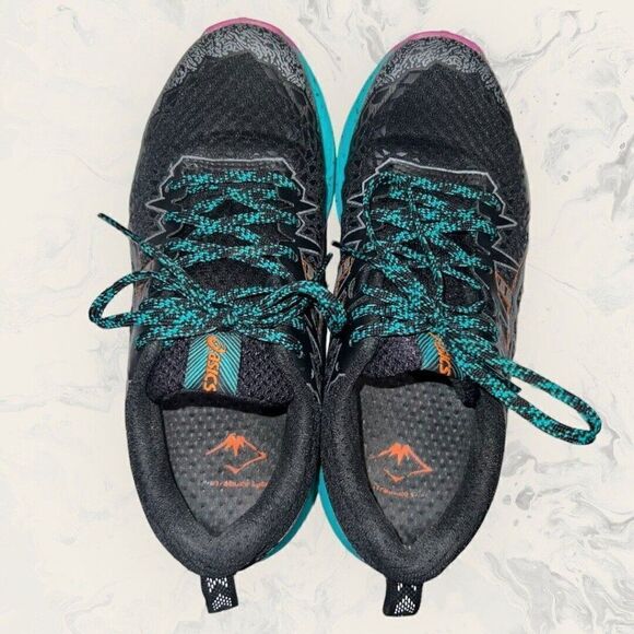 ASICS FujiTrabuco Lyte Black Baltic Jewel Running Athletic Shoe Women’s Size 6 - Picture 6 of 8